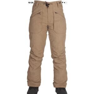RIDE Women M DISCOVERY Snowboard Pants Brown Insulated Zip Pockets Snow Neutral
